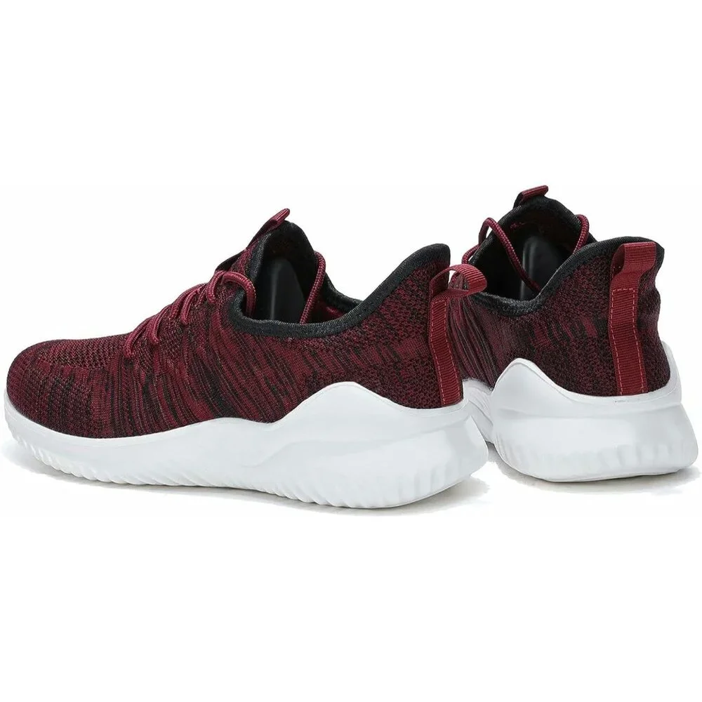 Men's Running Shoes Slip-on Walking Sneaker Lightweight Breathable Trainers Red - Picture 7 of 7